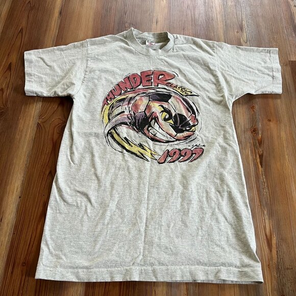 VTG 1999 Thunder Classic Soccer T-Shirt M Gray "Lightning Strikes" Brenham Texas - Picture 9 of 9